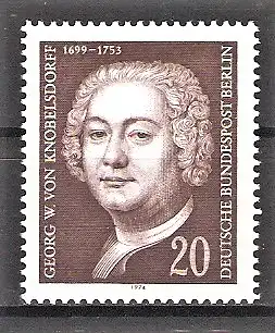 Briefmarke Berlin Mi.Nr. 464 ** Georg Wenzeslaus von Knobelsdorff 1974 / Preußischer Architekt und Maler