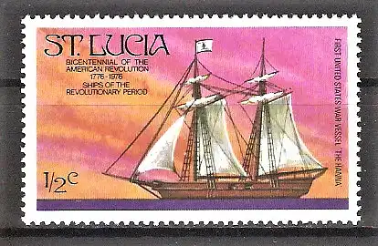 Briefmarke St. Lucia Mi.Nr. 372 ** Schiffe der Revolutionszeit 1976 / „Hanna“