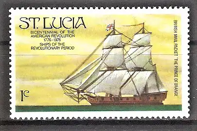 Briefmarke St. Lucia Mi.Nr. 373 ** Schiffe der Revolutionszeit 1976 / „Prince of Orange“