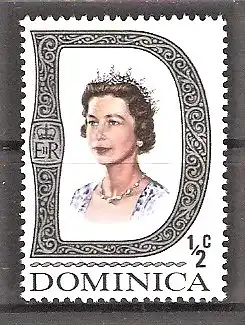 Briefmarke Dominica Mi.Nr. 267 ** Ansichten in großem D 1969 / Königin Elisabeth II.