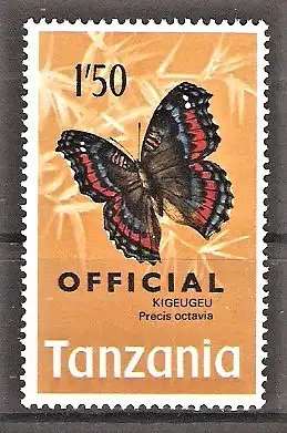 Briefmarke Tanzania Dienstmarke Mi.Nr. 24 ** Schmetterlinge 1973