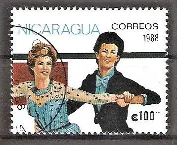 Briefmarke Nicaragua Mi.Nr. 2850 o Olympische Winterspiele Calgary 1988 / Eistanzen