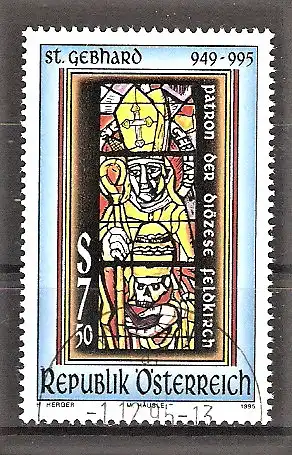 Briefmarke Österreich Mi.Nr. 2161 o 1000. Todestag des Heiligen Gebhard 1995 / Buntglasfenster von Martin Häusle