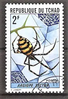 Briefmarke Tschad Mi.Nr. 511 o Insekten und Spinnentiere 1972 / Radnetzspinne (Argiope sector)