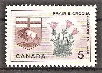 Briefmarke Canada Mi.Nr. 366 ** Wappen der Provinzen 1964 / Wappen von Manitoba & Präriekrokus