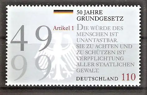 Briefmarke BRD Mi.Nr. 2050 ** 50 Jahre Grundgesetz 1999