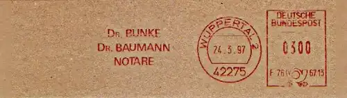 Freistempel F76 6713 Wuppertal - Notare Dr. Bunke / Dr. Baumann (#1143)