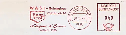 Freistempel Wuppertal-Barmen - Wagener & Simon - WASI Schrauben rosten nicht. (#430)