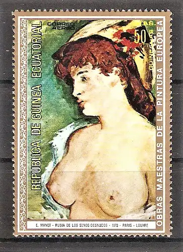 Briefmarke Äquatorial-Guinea Mi.Nr. A 274 ** Aktgemälde europäischer Maler 1973 / Manet