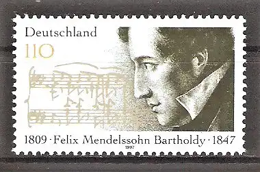 Briefmarke BRD Mi.Nr. 1953 ** 150. Todestag von Felix Mendelssohn Bartholdy 1997 / Komponist