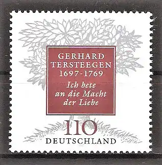 Briefmarke BRD Mi.Nr. 1961 ** 300. Geburtstag von Gerhard Tersteegen 1997 / Dichter