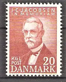 Briefmarke Dänemark Mi.Nr. 301 ** 100 Jahre Carlsberg-Brauerei 1947 / Jacob Christian Jacobsen - Gründer der Brauerei