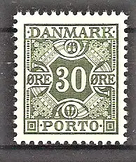 Briefmarke Dänemark Portomarke Mi.Nr. 36 ** Ziffern und vier Kronen, gegitterter Grund 1953