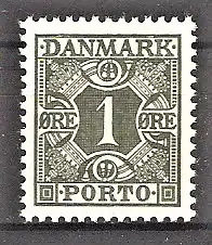 Briefmarke Dänemark Portomarke Mi.Nr. 25 ** Ziffern und vier Kronen, gegitterter Grund 1934