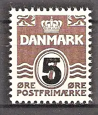 Briefmarke Dänemark Mi.Nr. 359 ** Wellenlinien ohne Herzchen mit Bdr.-Aufdruck der neuen Wertziffer 1955