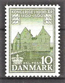 Briefmarke Dänemark Mi.Nr. 342 ** 1000 Jahre Königreich Dänemark 1953 / Gut Spøttrup bei Skive (Jütland)