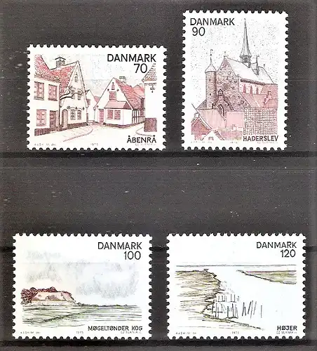 Briefmarke Dänemark Mi.Nr. 598-601 ** Dänische Regionen 1975 - Nordschleswig / Kompletter Satz !