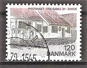 Briefmarke Dänemark Mi.Nr. 665 o Dänische Regionen 1978 / Mitteljütland - Posthaus in der Altstadt von Århus