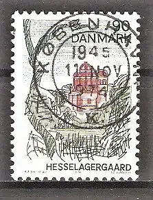 Briefmarke Dänemark Mi.Nr. 567 o Dänische Regionen 1974 / Fünen - Renaissance-Gutshof Hesselagergaard