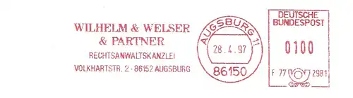 Freistempel F77 2981 Augsburg - Wilhelm & Welser & Partner - Rechtsanwaltskanzlei (#2320)