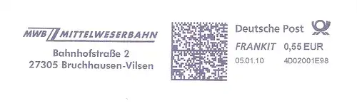 Freistempel 4D02001E98 Bruchhausen-Vilsen - MWB MITTELWESERBAHN (#2311)