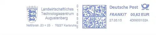 Freistempel 4D0900102A Karlsruhe - Landwirtschaftliches Technologiezentrum Augustenberg (Abb. Wappen) (#2241)