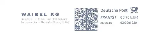 Freistempel 4D09001920 - WAIBEL KG / Reederei, Kies- und Transportbetonwerke, Wertstoffrecycling (#2239)