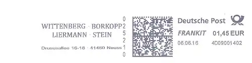 Freistempel 4D09001402 Neuss - Rechtsanwälte Wittenberg, Borkopp, Liermann, Stein (#2236)