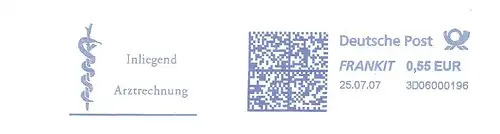 Freistempel 3D06000196 - Inliegend Arztrechnung (Abb. Äskulapnatter) (#2222)