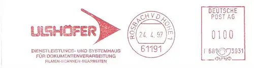 Freistempel F68 3931 Rosbach v d Höhe - ULSHÖFER - Dienstleistungs- und Systemhaus für Dokumentenverarbeitung / Filmen - Scannen - Bearbeiten (#2158)
