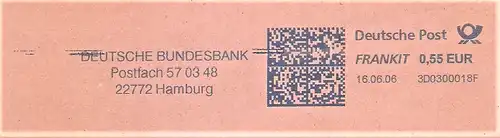 Freistempel 3D0300018F Hamburg - DEUTSCHE BUNDESBANK (#2155)