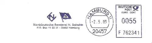 Freistempel F762341 Hamburg - Norddeutsche Reederei H. Schuldt (Abb. Flagge) (#2987)