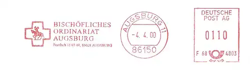Freistempel F68 4803 Augsburg - Bischöfliches Ordinariat Augsburg (Abb. Kreuz, Pferd) (#2968)