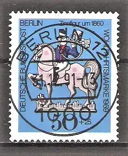 Briefmarke Berlin Mi.Nr. 351 o VOLLSTEMPEL BERLIN / Wohlfahrt 1969 / Zinnfiguren - Postreiter