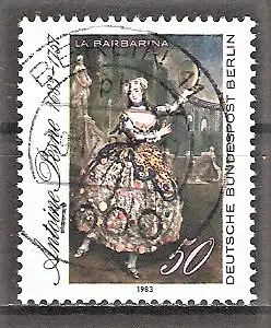 Briefmarke Berlin Mi.Nr. 700 o VOLLSTEMPEL BERLIN / 300. Geburtstag von Antoine Pesne 1983 / Französischer Maler / "La Barbarina"/