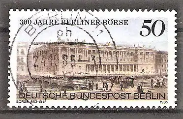 Briefmarke Berlin Mi.Nr. 740 o VOLLSTEMPEL BERLIN / 300 Jahre Berliner Börse 1985 / Gebäude der Berliner Börse