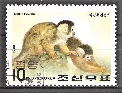 Briefmarke Korea-Nord Mi.Nr. 3255 o Neuweltaffen 1992 / Totenkopfäffchen (Saimiri sciureus)