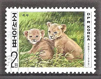 Briefmarke Korea-Nord Mi.Nr. 4053 o Fauna 1998 / Löwe (Panthera Leo)