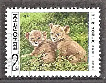 Briefmarke Korea-Nord Mi.Nr. 4053 o Löwe (Panthera Leo) / Jungtiere