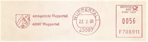 Freistempel F706911 Wuppertal - Amtsgericht Wuppertal (Abb. Wappen) (#2852)
