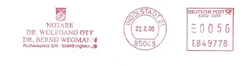 Freistempel E849778 Ingolstadt - Notare Dr. Wolfgang Ott / Dr. Bernd Wegmann (Abb. Wappen) (#2814)