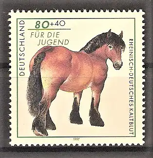 Briefmarke BRD Mi.Nr. 1920 ** Pferderassen 1997 / Rheinisch-Deutsches Kaltblutpferd