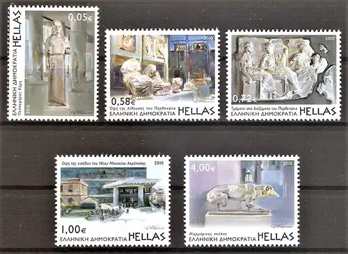 Briefmarke Griechenland Mi.Nr. 2555-2559 ** Eröffnung des Neuen Akropolismuseums in Athen 2010 / Kompletter Satz !