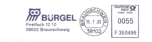 Freistempel F350499 Braunschweig - BÜRGEL (Abb. Eule) (#2947)