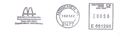 Freistempel E651298 München - McDonald's Deutschland Inc. / Zweigniederlassung München (#2932)