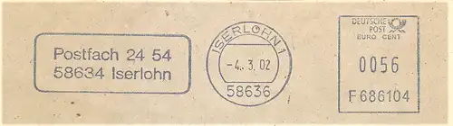 Freistempel F686104 Iserlohn - Postfach 24 54 - 58634 Iserlohn (#2929)