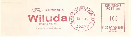 Freistempel F20 1025 Radevormwald - Autohaus Wiluda GmbH & Co. KG - Ford Haupthändler (#2910)