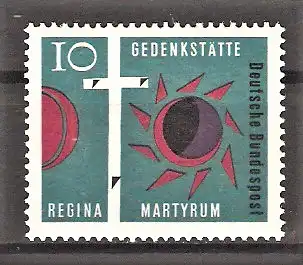 Briefmarke BRD Mi.Nr. 397 ** Gedenkstätte Regina Martyrum in Berlin 1963 / Kreuz von Golgatha & Sonnenfinsternis