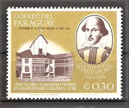 Briefmarke Paraguay Mi.Nr. 1578 ** Schriftsteller 1966 / Shakespeare