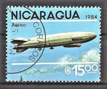 Briefmarke Nicaragua Mi.Nr. 2520 o Weltkongress Hamburg 1984 / Luftschiff LZ 120 „Bodensee“